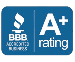The logo for a Better Business Bureau (BBB) A+ Accredited Business.