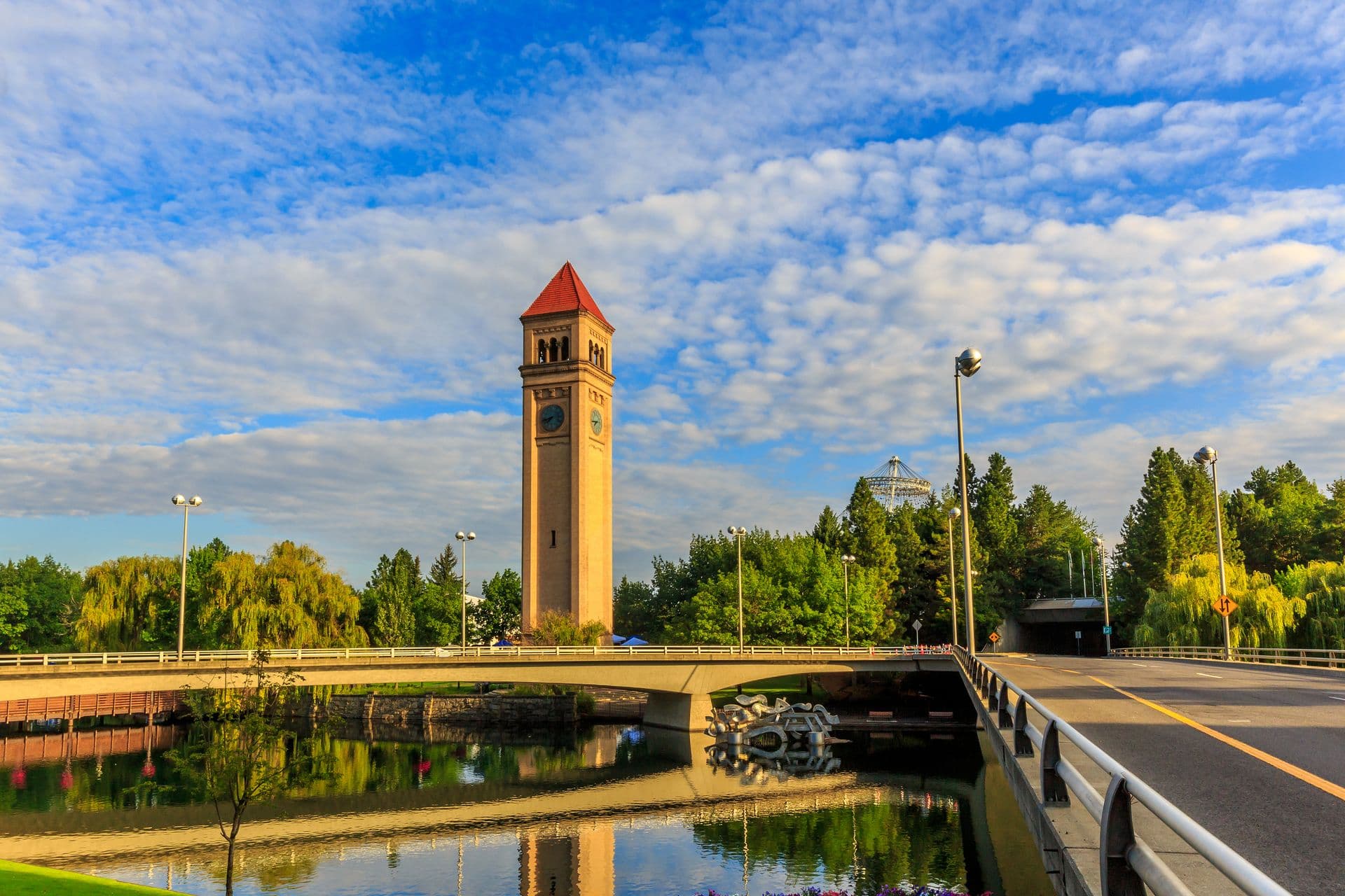 The clocktower on the riverfront in Spokane, Washington.